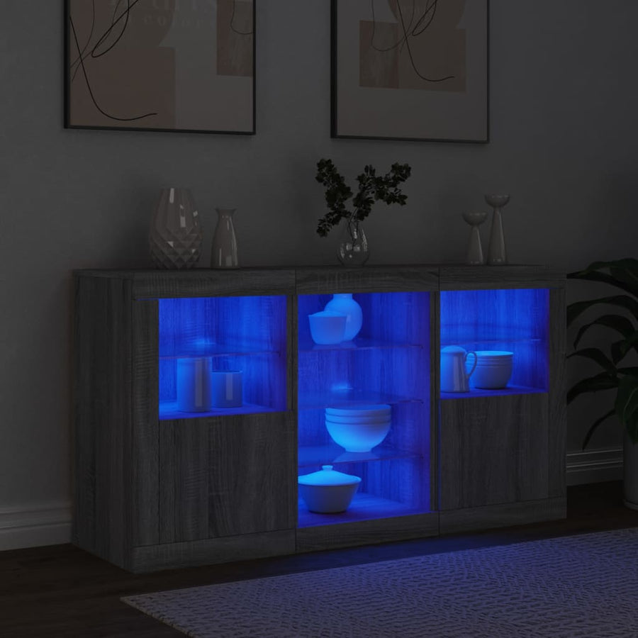 Dressoir Met Led-Verlichting 23X37X67 Cm Eiken Grijs sonoma