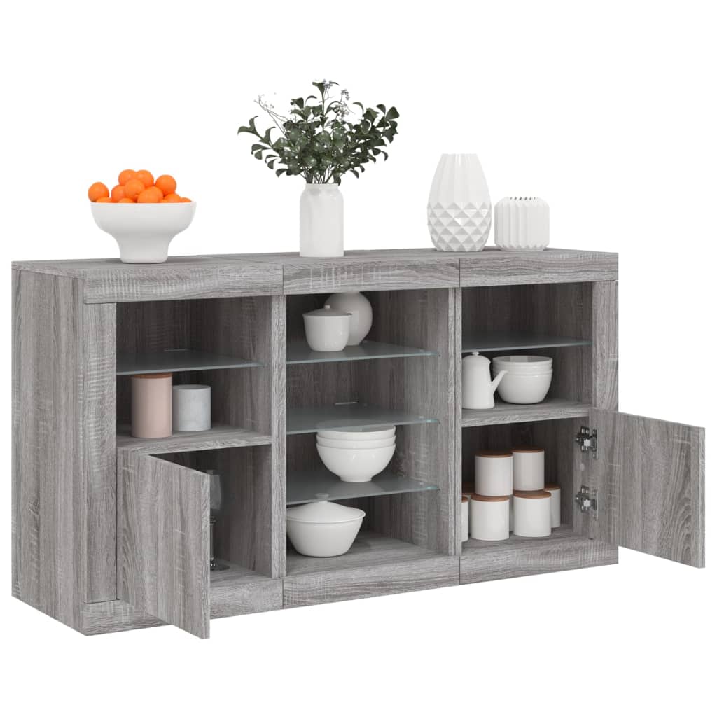 Dressoir Met Led-Verlichting 23X37X67 Cm Eiken Grijs sonoma