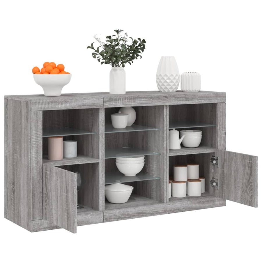 Dressoir Met Led-Verlichting 23X37X67 Cm Eiken Grijs sonoma