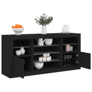 Dressoir 142,5x37x67 cm zwart met LED