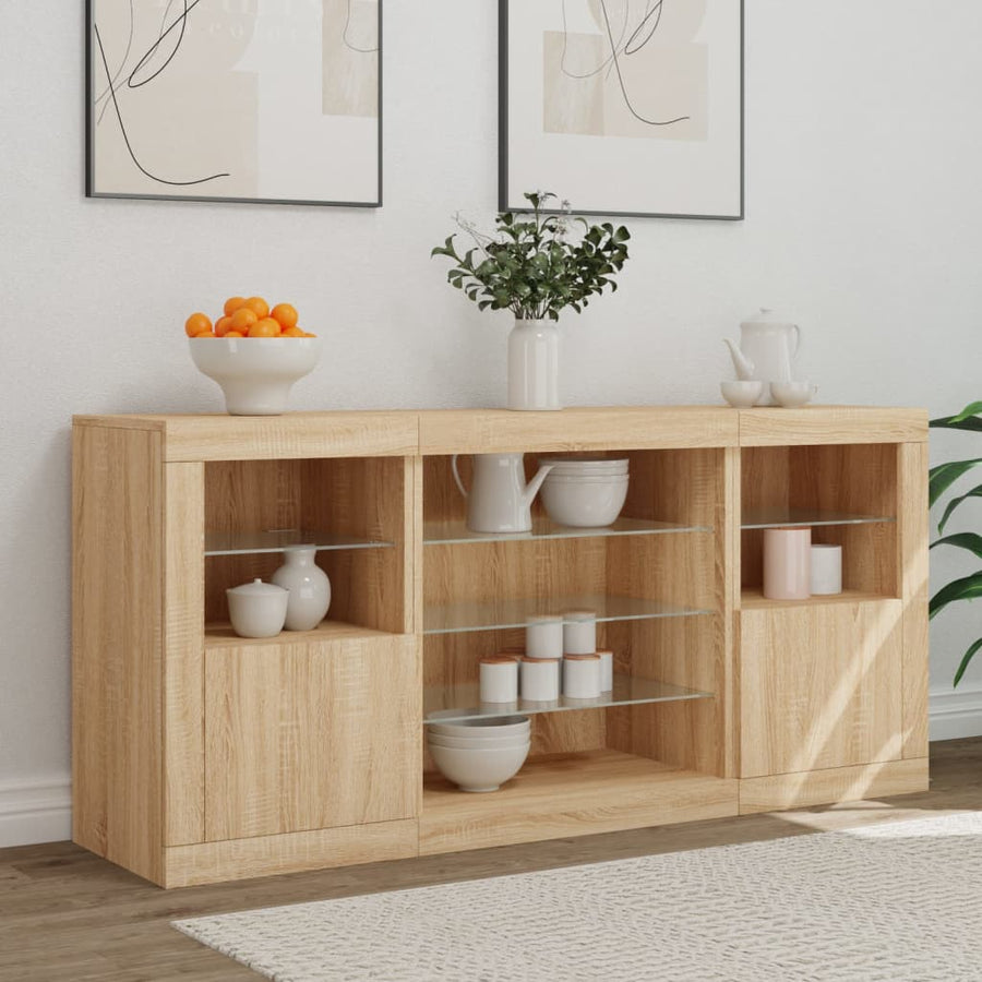 Dressoir Met Led-Verlichting 42,5X37X67 Cm Kleurig Sonoma eiken