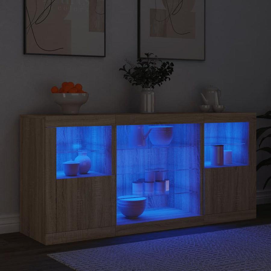 Dressoir Met Led-Verlichting 42,5X37X67 Cm Kleurig Sonoma eiken