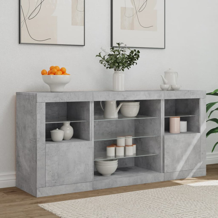 Dressoir Met Led-Verlichting 42,5X37X67 Cm Betongrijs
