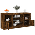 Sideboard with LED lighting 142.5x37x67 cm smoked oak color
