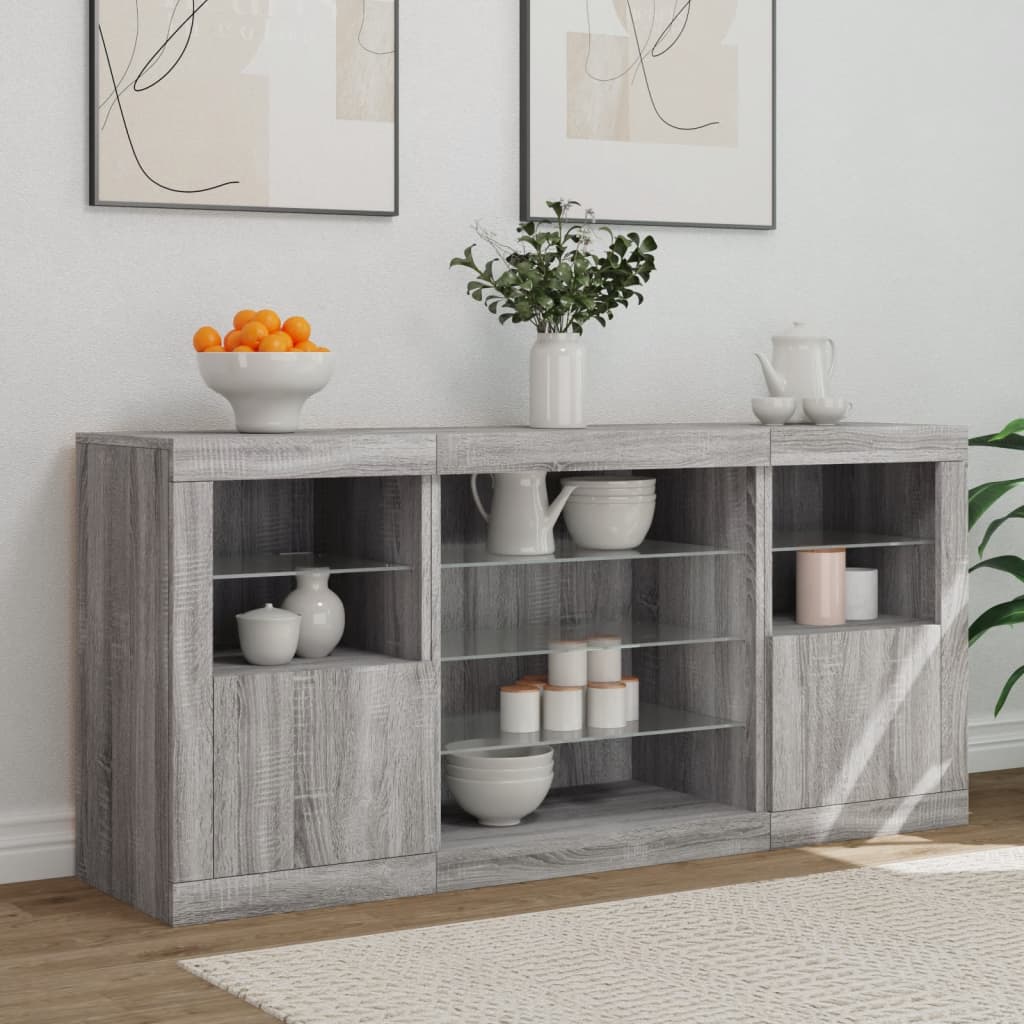 Dressoir Met Led-Verlichting 42,5X37X67 Cm Grijs sonoma