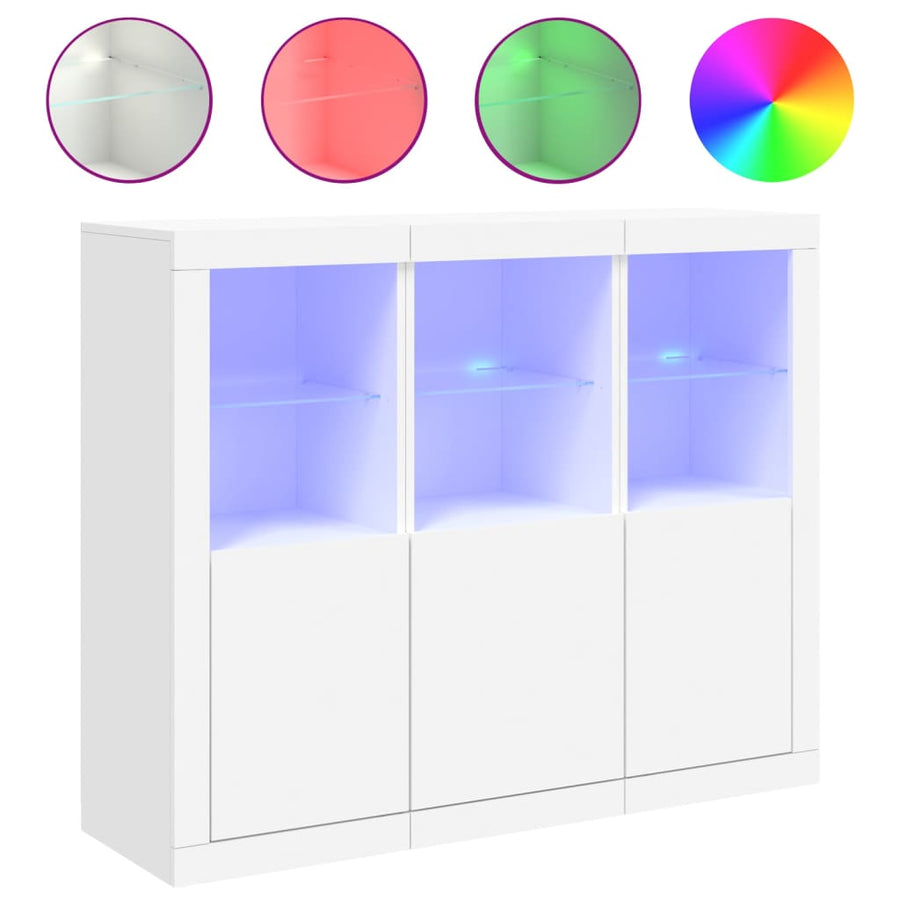 Dressoirs Met Led-Verlichting Bewerkt Hout Wit