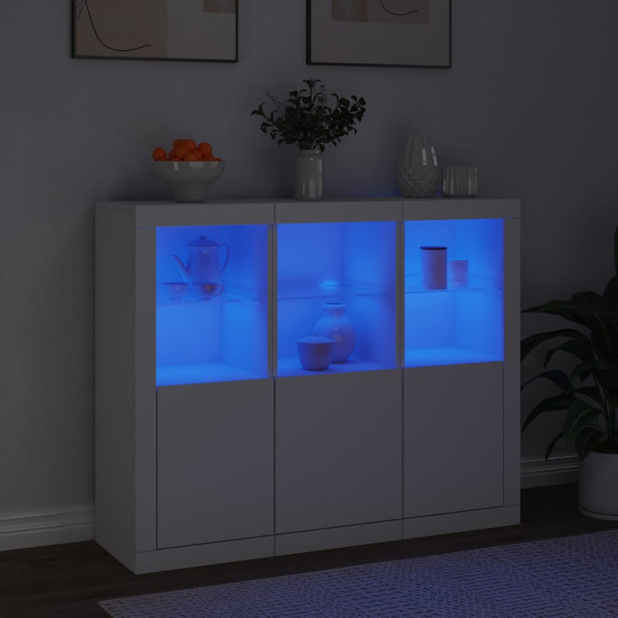 Dressoirs Met Led-Verlichting Bewerkt Hout Wit