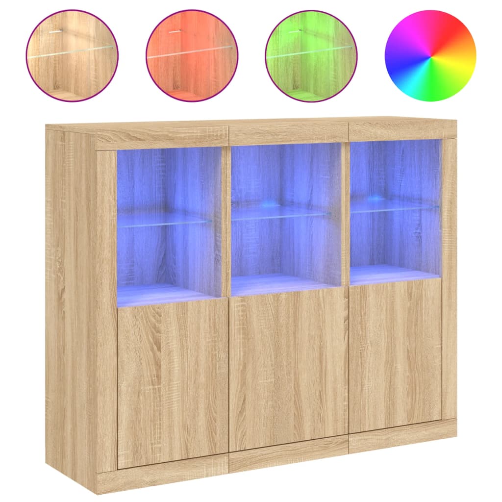 Dressoirs Met Led-Verlichting Bewerkt Hout Sonoma eiken