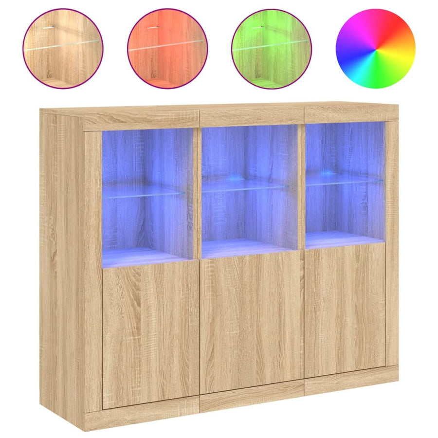 Dressoirs Met Led-Verlichting Bewerkt Hout Sonoma eiken