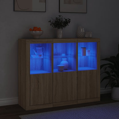 Dressoirs Met Led-Verlichting Bewerkt Hout Sonoma eiken
