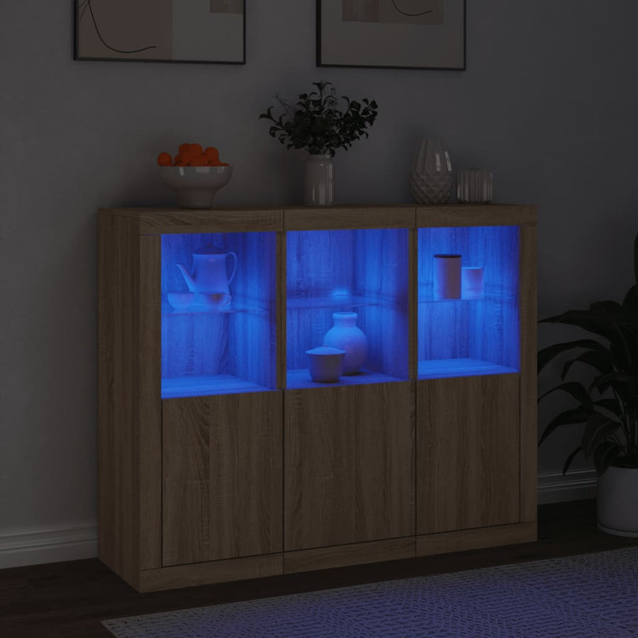 Dressoirs Met Led-Verlichting Bewerkt Hout Sonoma eiken