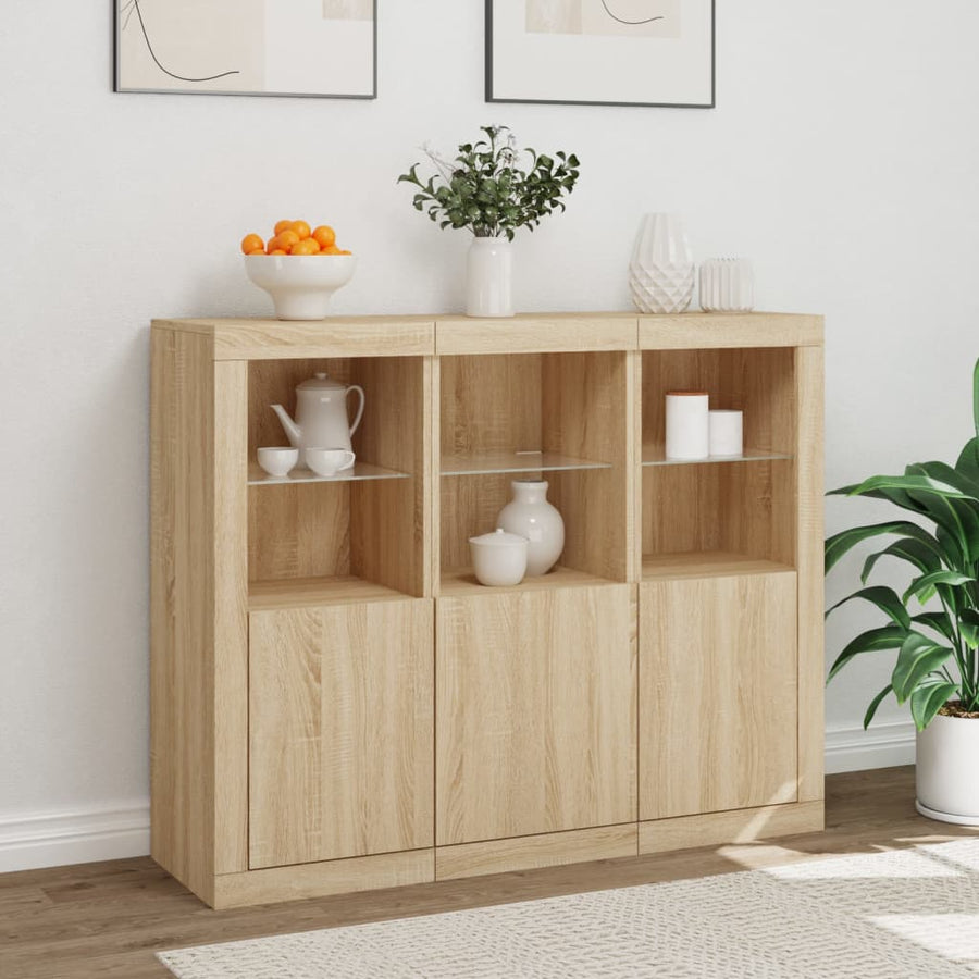 Dressoirs Met Led-Verlichting Bewerkt Hout Sonoma eiken