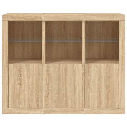 Dressoirs Met Led-Verlichting Bewerkt Hout Sonoma eiken