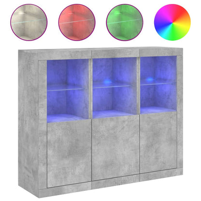 Dressoirs Met Led-Verlichting Bewerkt Hout Betongrijs
