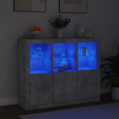 Dressoirs Met Led-Verlichting Bewerkt Hout Betongrijs