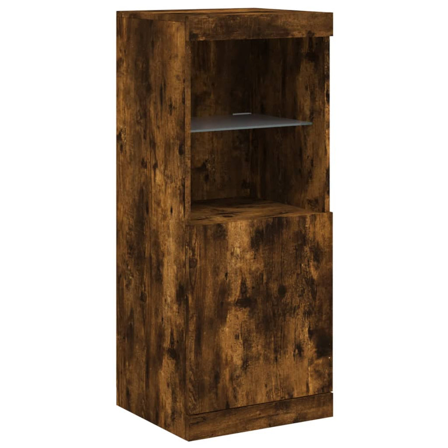 Dressoirs Met Led-Verlichting Bewerkt Hout Gerookt eiken