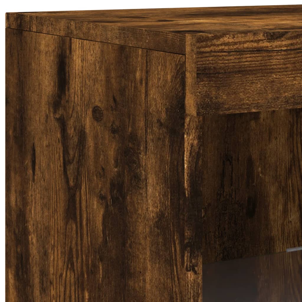 Dressoirs Met Led-Verlichting Bewerkt Hout Gerookt eiken