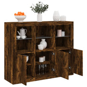 Dressoirs 3 st bewerkt hout gerookt eiken 123x37x100 cm