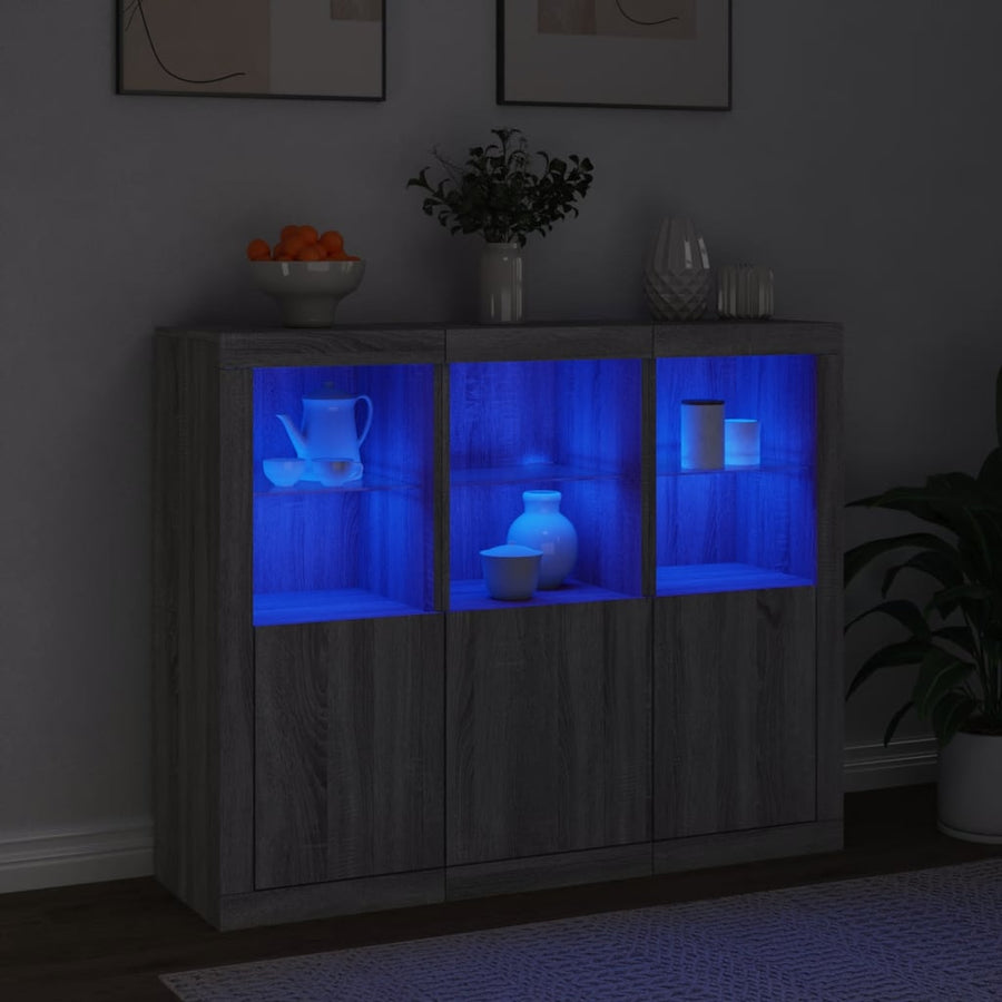Dressoirs Met Led-Verlichting Bewerkt Hout Grijs sonoma