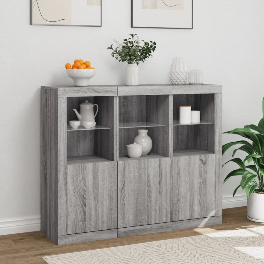Dressoirs Met Led-Verlichting Bewerkt Hout Grijs sonoma