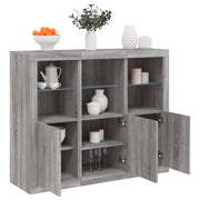 Dressoirs 3 st bewerkt hout grijs sonoma 123x37x100 cm