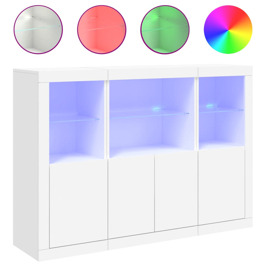 Dressoirs Met Led-Verlichting Bewerkt Hout Wit
