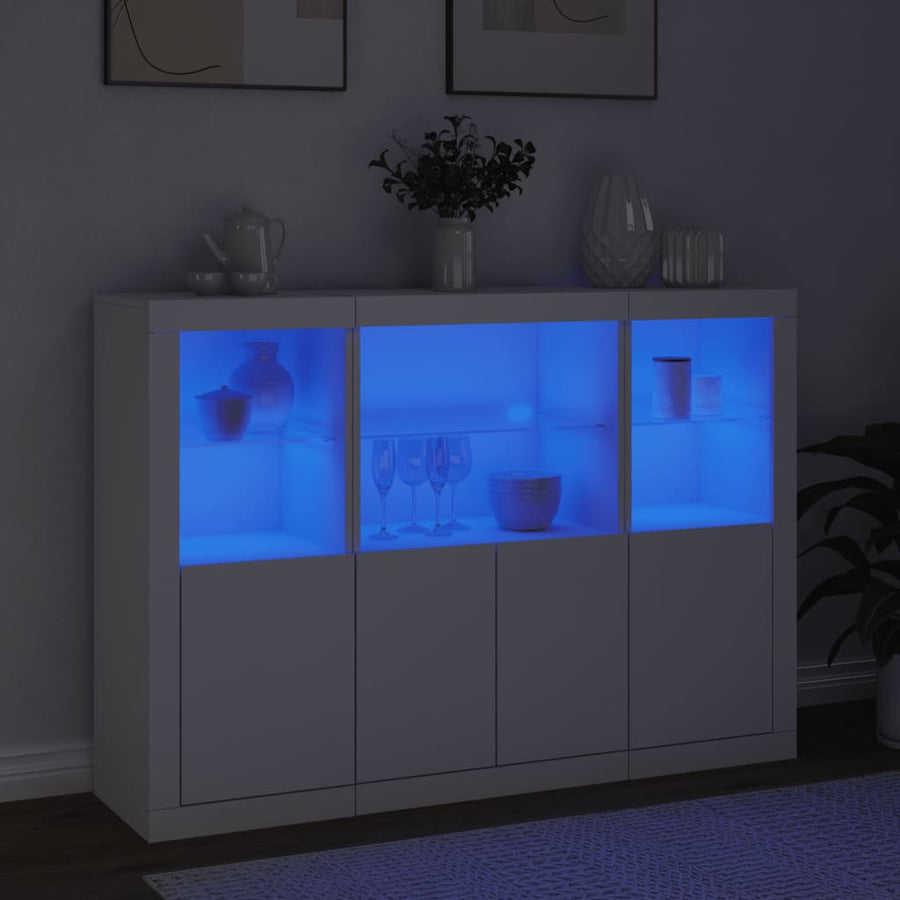 Dressoirs Met Led-Verlichting Bewerkt Hout Wit