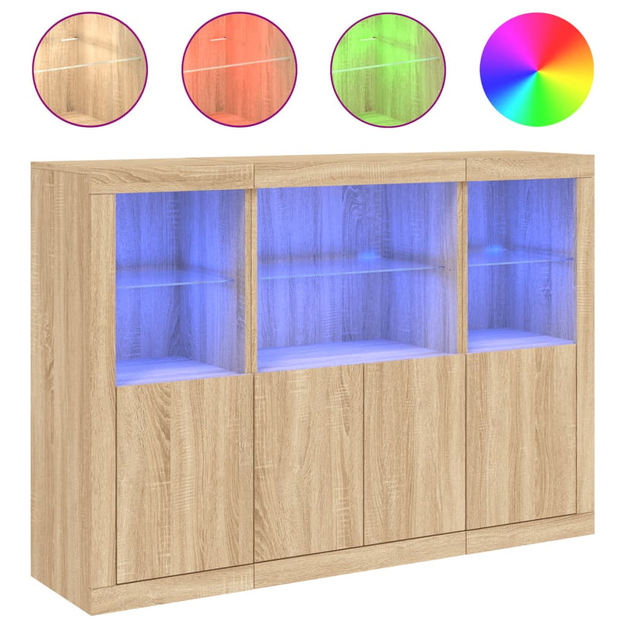 Dressoirs Met Led-Verlichting Bewerkt Hout Sonoma eiken