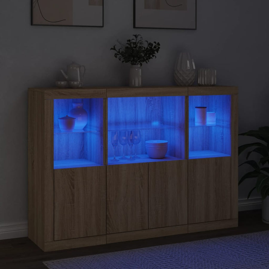 Dressoirs Met Led-Verlichting Bewerkt Hout Sonoma eiken