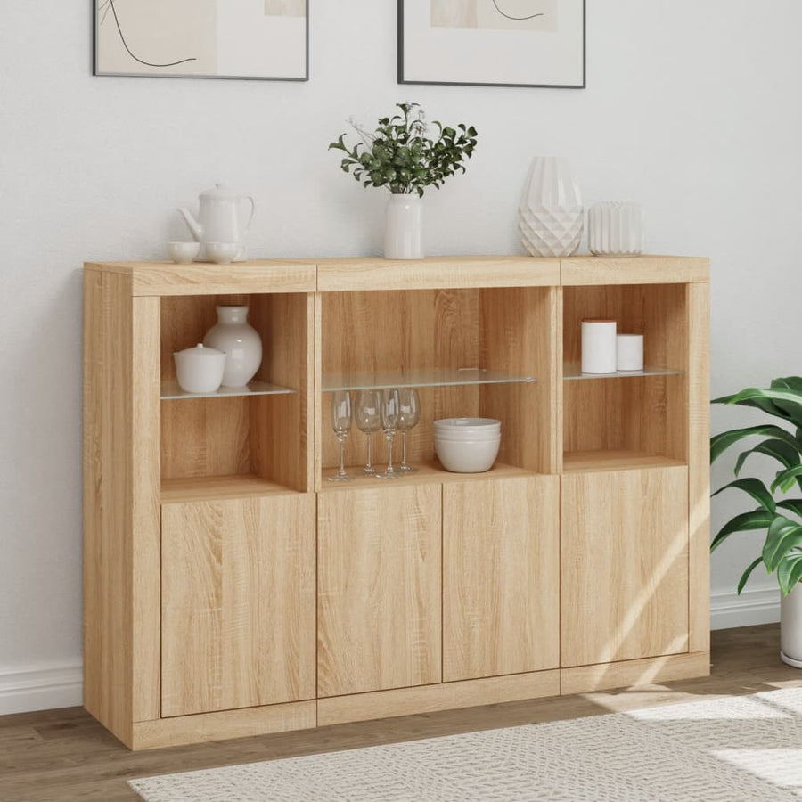 Dressoirs Met Led-Verlichting Bewerkt Hout Sonoma eiken