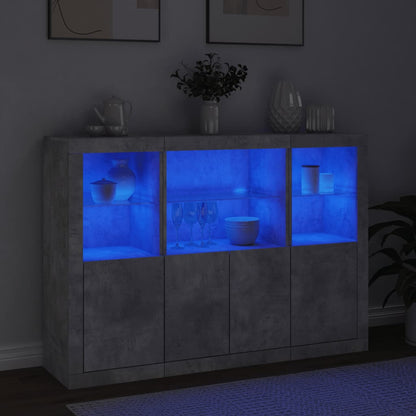 Dressoirs Met Led-Verlichting Bewerkt Hout Betongrijs