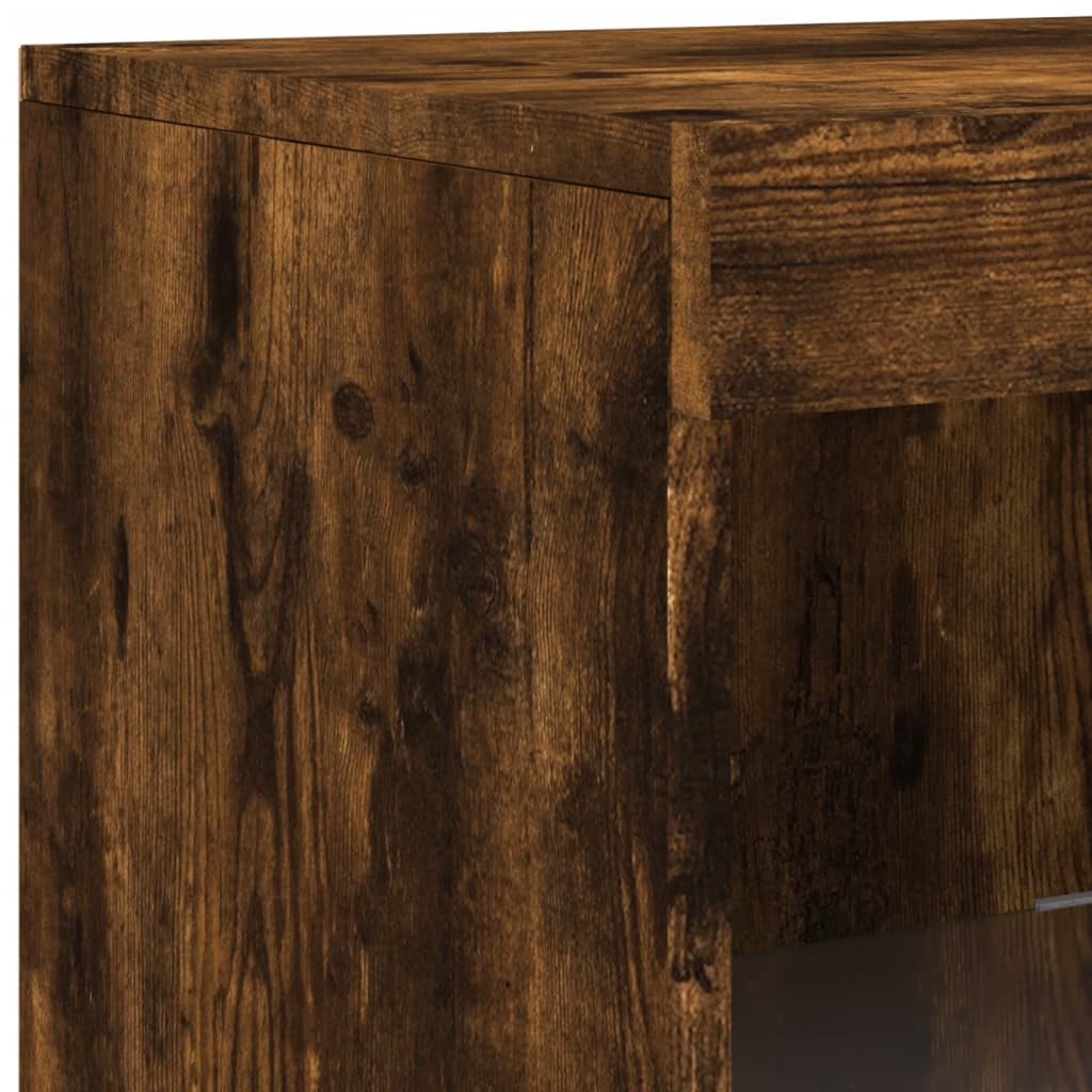Dressoirs Met Led-Verlichting Bewerkt Hout Gerookt eiken