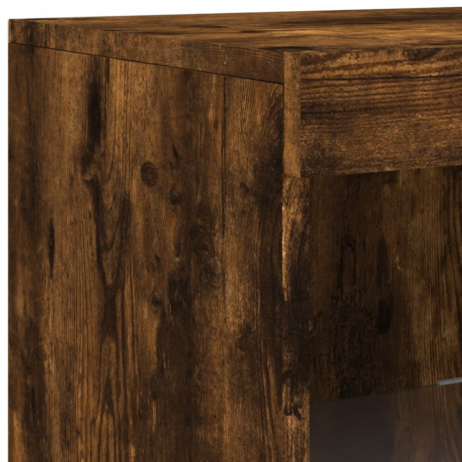 Dressoirs Met Led-Verlichting Bewerkt Hout Gerookt eiken