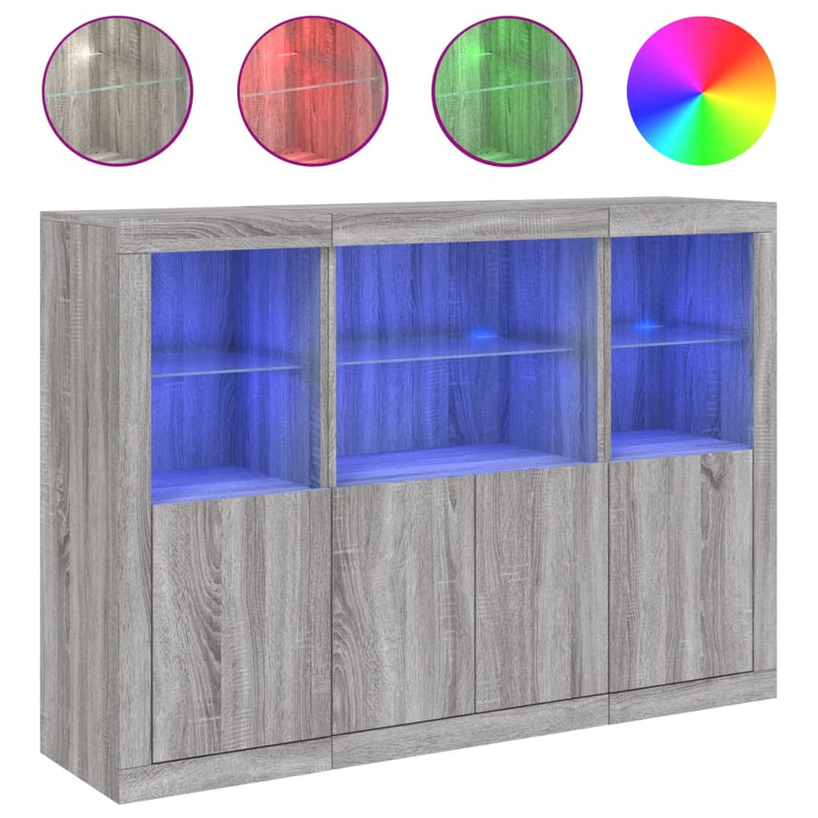 Dressoirs Met Led-Verlichting Bewerkt Hout Grijs sonoma