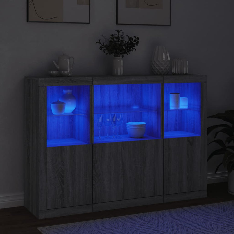 Dressoirs Met Led-Verlichting Bewerkt Hout Grijs sonoma