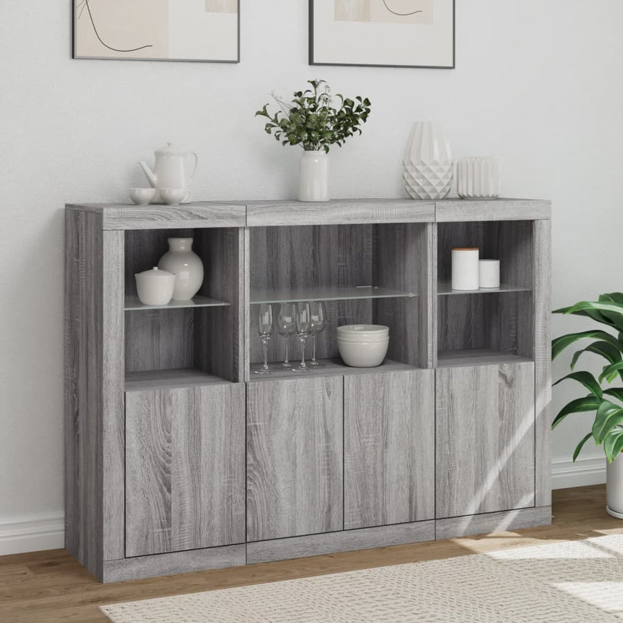 Dressoirs Met Led-Verlichting Bewerkt Hout Grijs sonoma