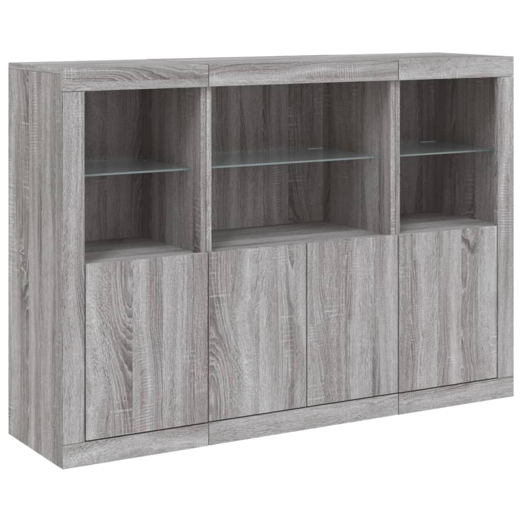 Dressoirs Met Led-Verlichting Bewerkt Hout Grijs sonoma
