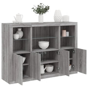 Dressoirs 3 st bewerkt hout grijs sonoma LED