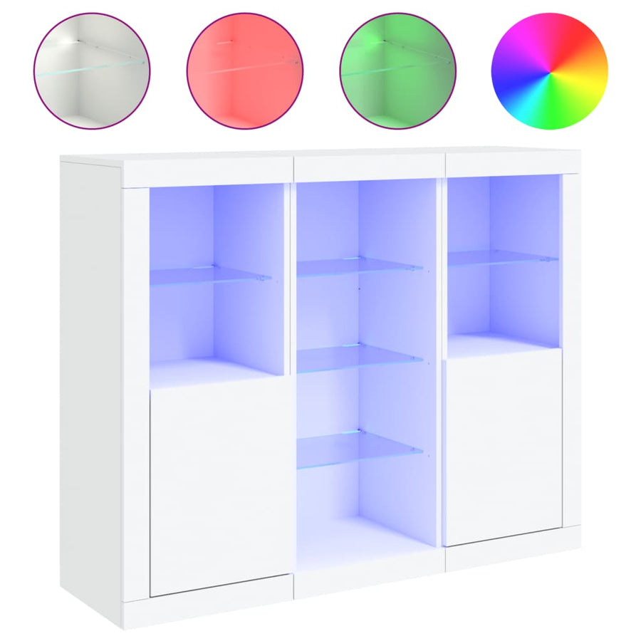 Dressoirs Met Led-Verlichting Bewerkt Hout Wit