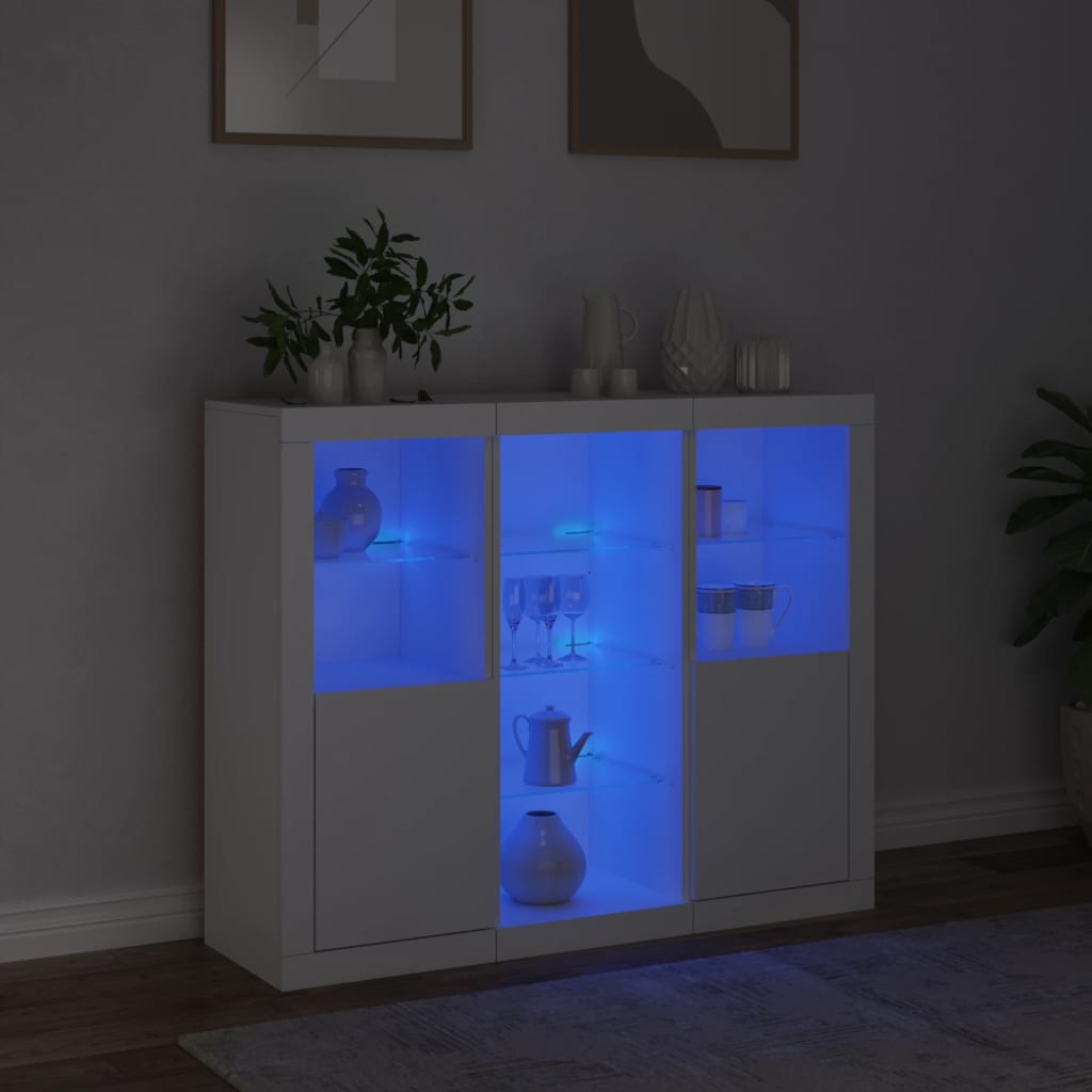 Dressoirs Met Led-Verlichting Bewerkt Hout Wit