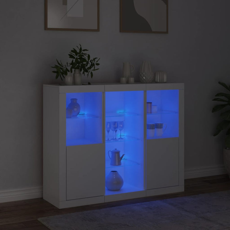 Dressoirs Met Led-Verlichting Bewerkt Hout Wit