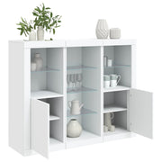 Dressoir 123x37x100 cm bewerkt hout wit met LED