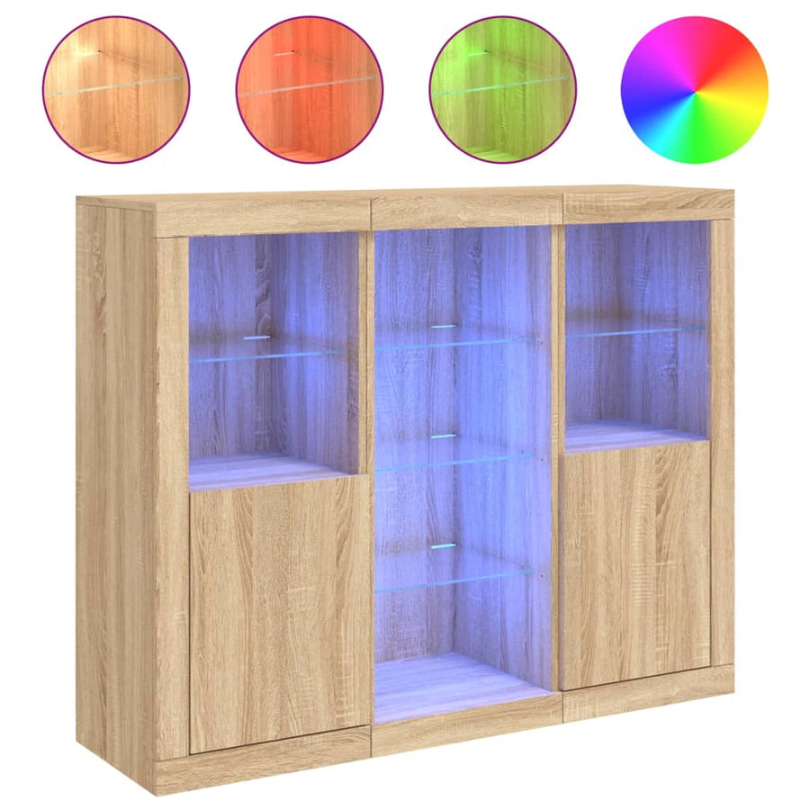 Dressoirs Met Led-Verlichting Bewerkt Hout Sonoma eiken
