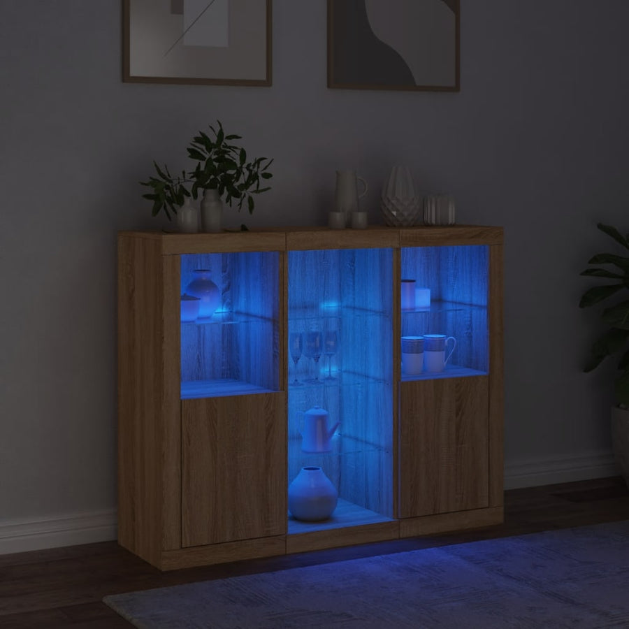 Dressoirs Met Led-Verlichting Bewerkt Hout Sonoma eiken