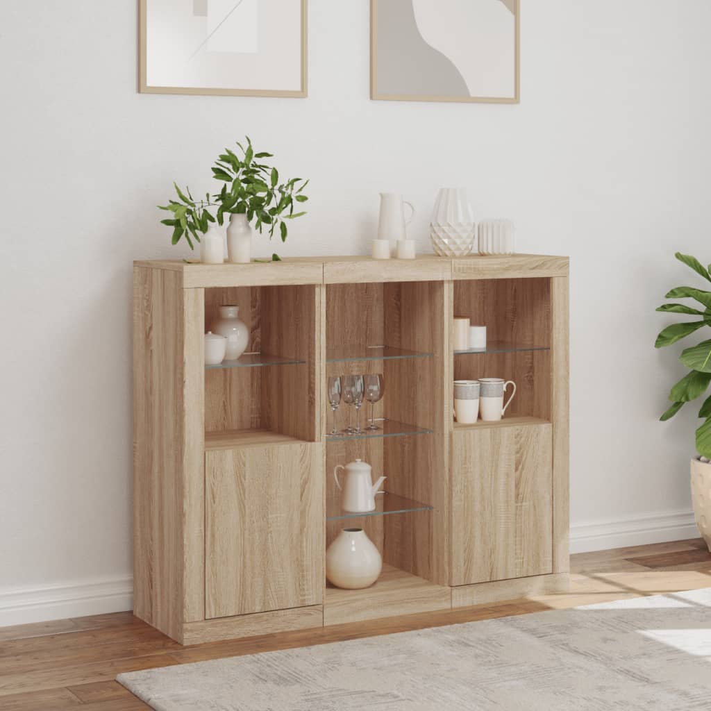 Dressoirs Met Led-Verlichting Bewerkt Hout Sonoma eiken