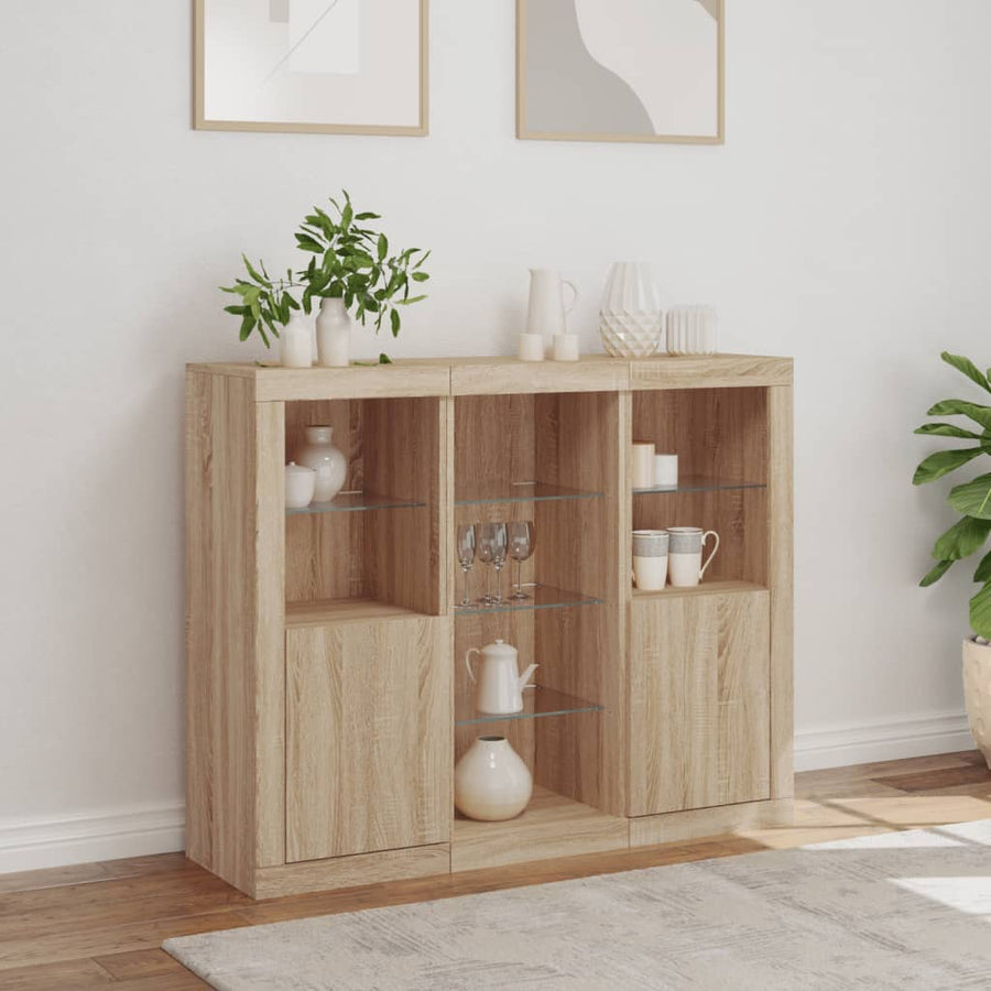 Dressoirs Met Led-Verlichting Bewerkt Hout Sonoma eiken