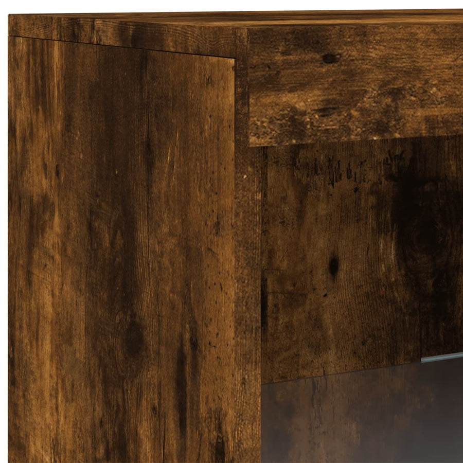 Dressoirs Met Led-Verlichting Bewerkt Hout Gerookt eiken