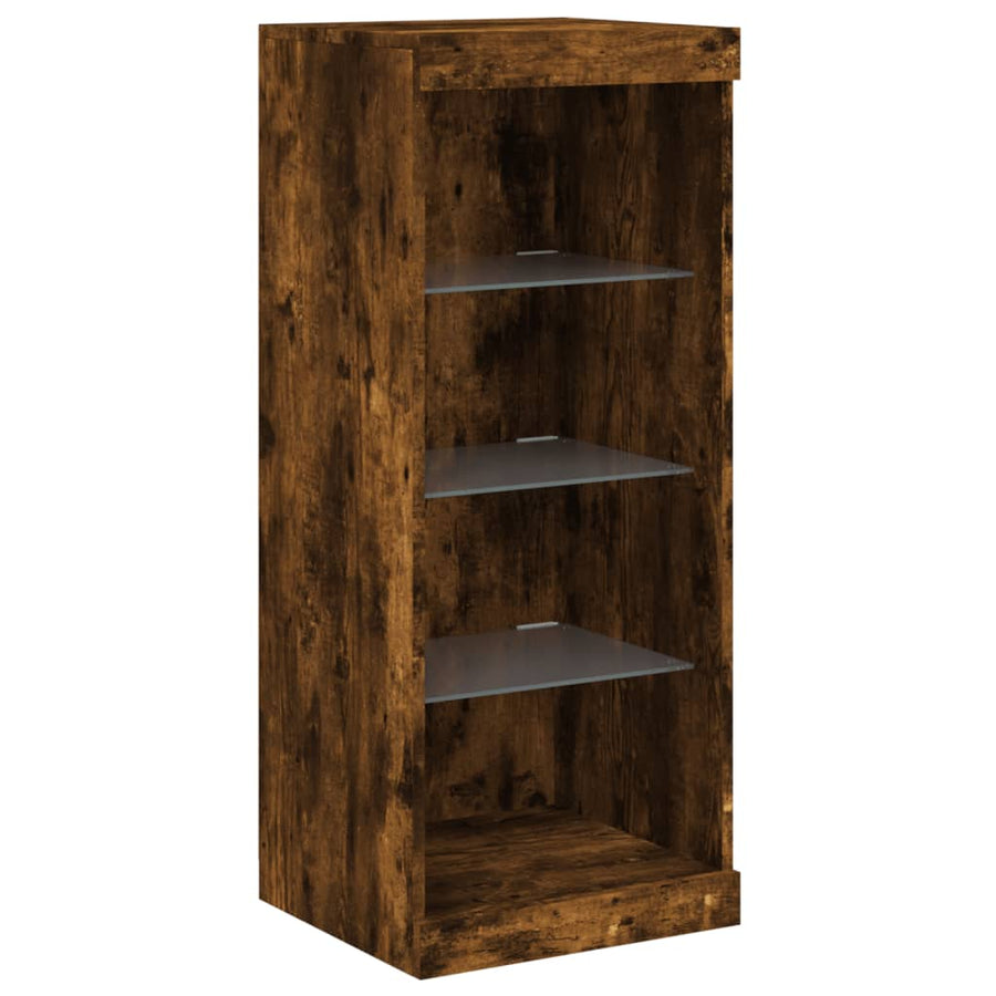 Dressoirs Met Led-Verlichting Bewerkt Hout Gerookt eiken