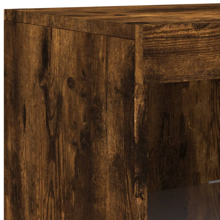 Dressoirs Met Led-Verlichting Bewerkt Hout Gerookt eiken