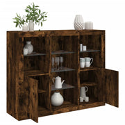Dressoir 123x37x100 cm bewerkt hout gerookt eiken LED